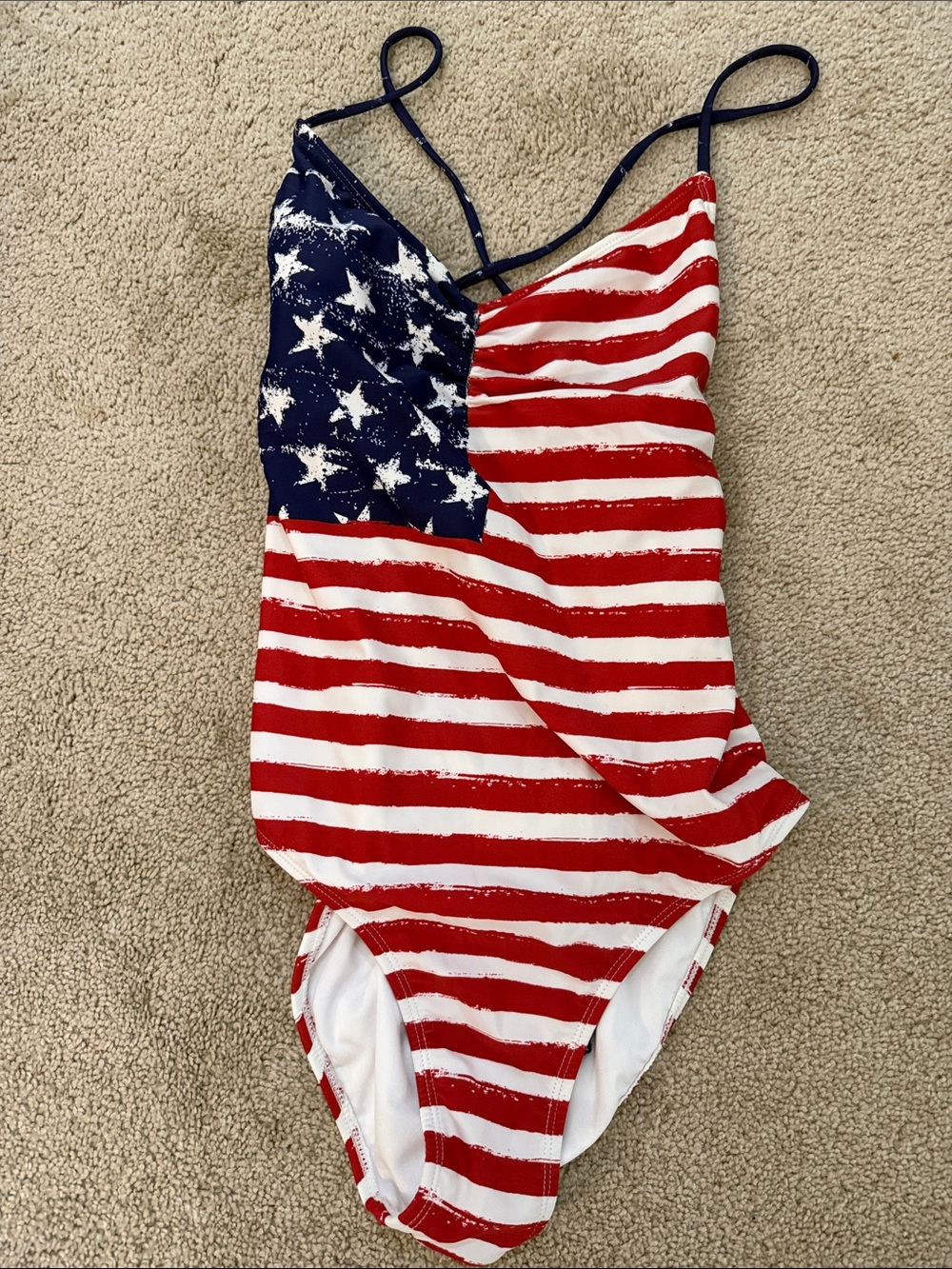 Xhilaration Red White & Blue Flag One-Piece Swimsuit